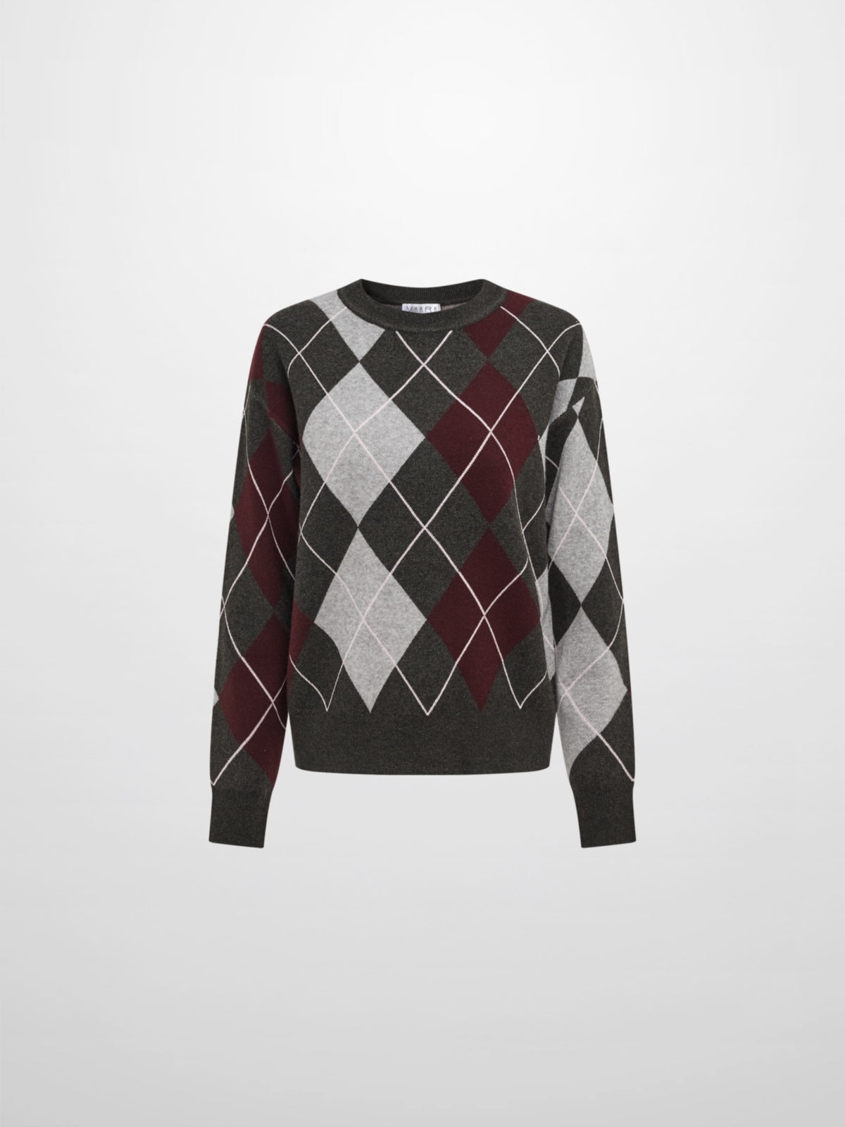 Chunky Knit Sweater - Grey Argyle