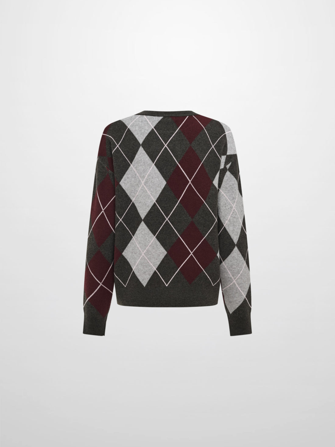 Chunky Knit Sweater - Grey Argyle