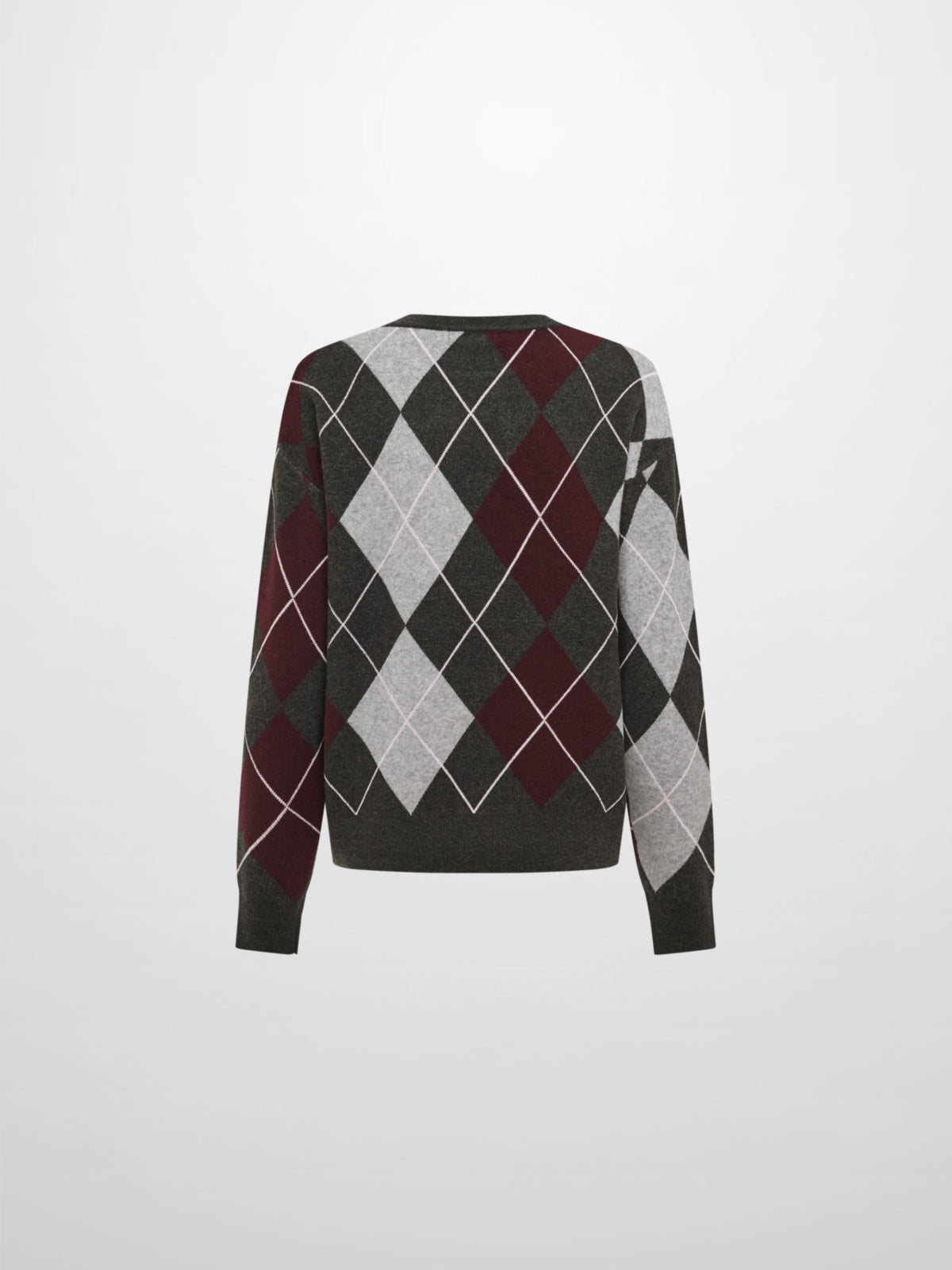 Chunky Knit Sweater - Grey Argyle