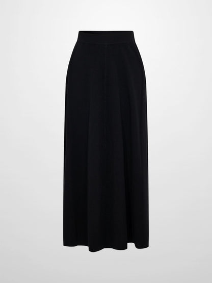 Soft Knit Mixed Ribbed Skirt - Black
