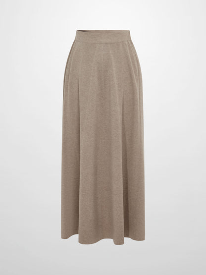 Soft Knit Mixed Ribbed Skirt - Oatmeal