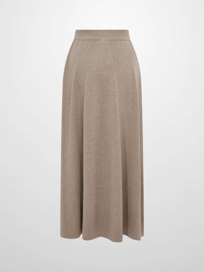 Soft Knit Mixed Ribbed Skirt - Oatmeal