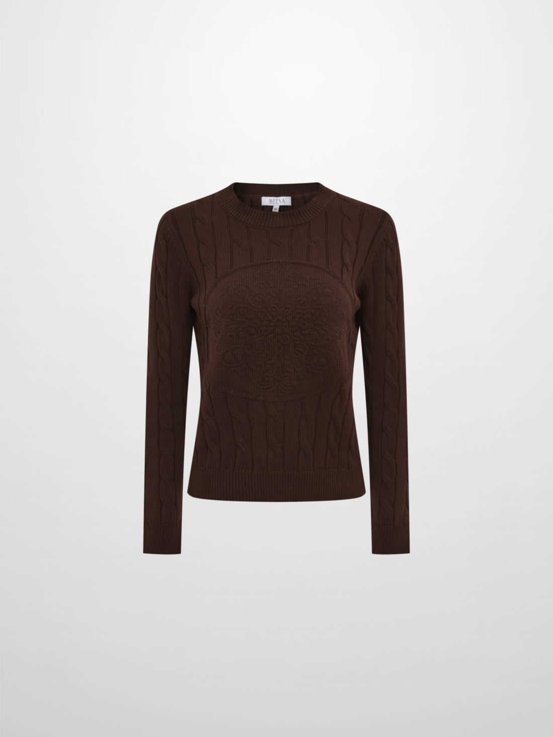 Embossed Cable Sweater - Brown