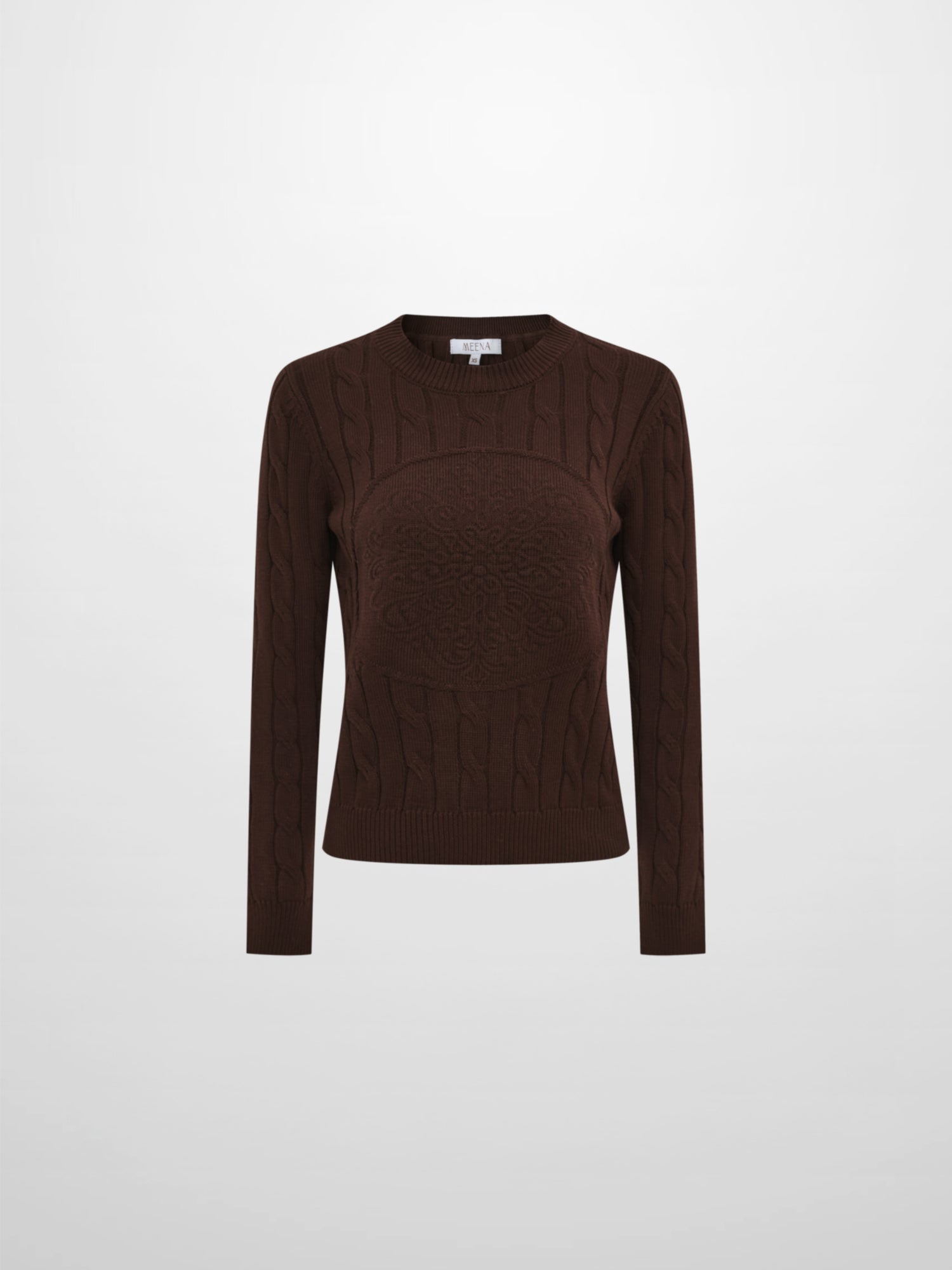 Embossed Cable Sweater - Brown