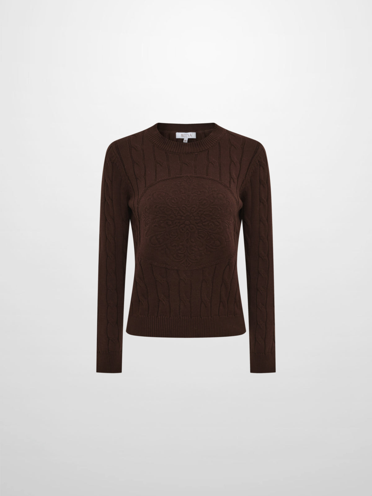 Embossed Cable Sweater - Brown