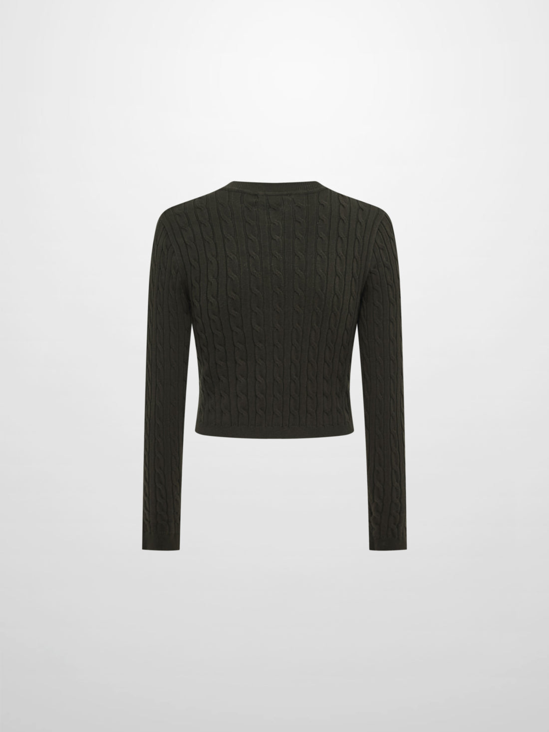 Gold Button Cable Cardigan - Green