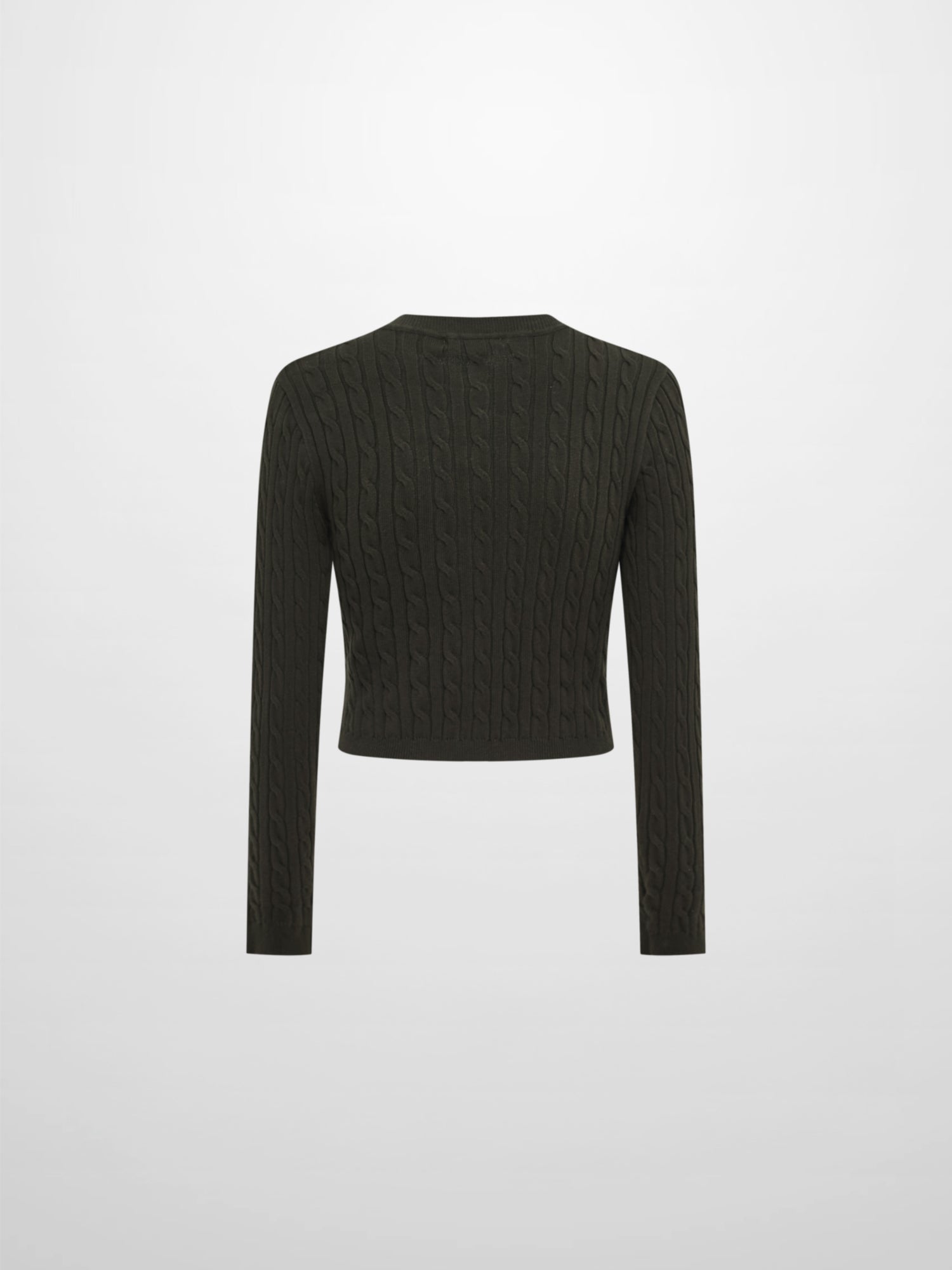 Gold Button Cable Cardigan - Green