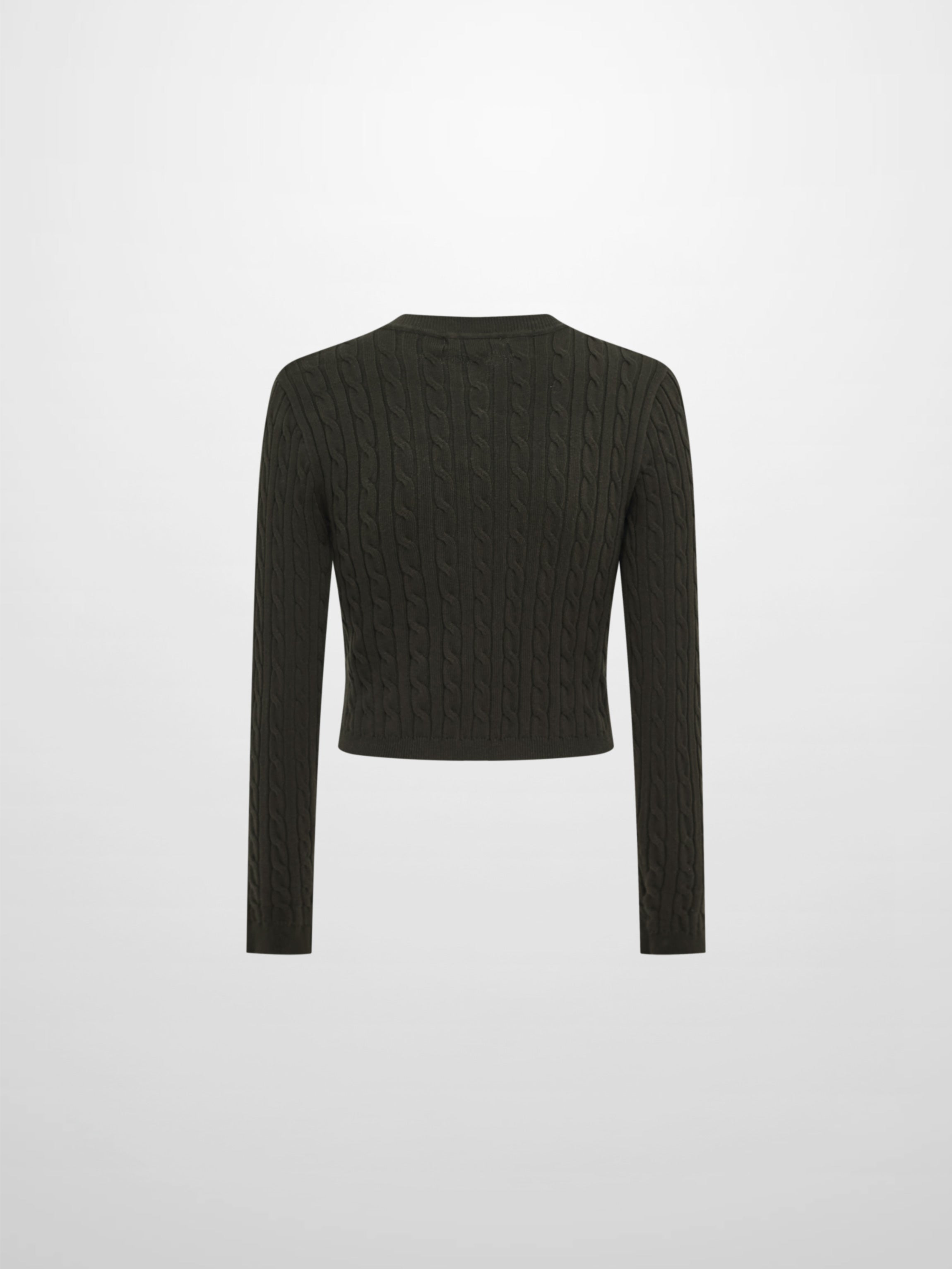 Gold Button Cable Cardigan - Green