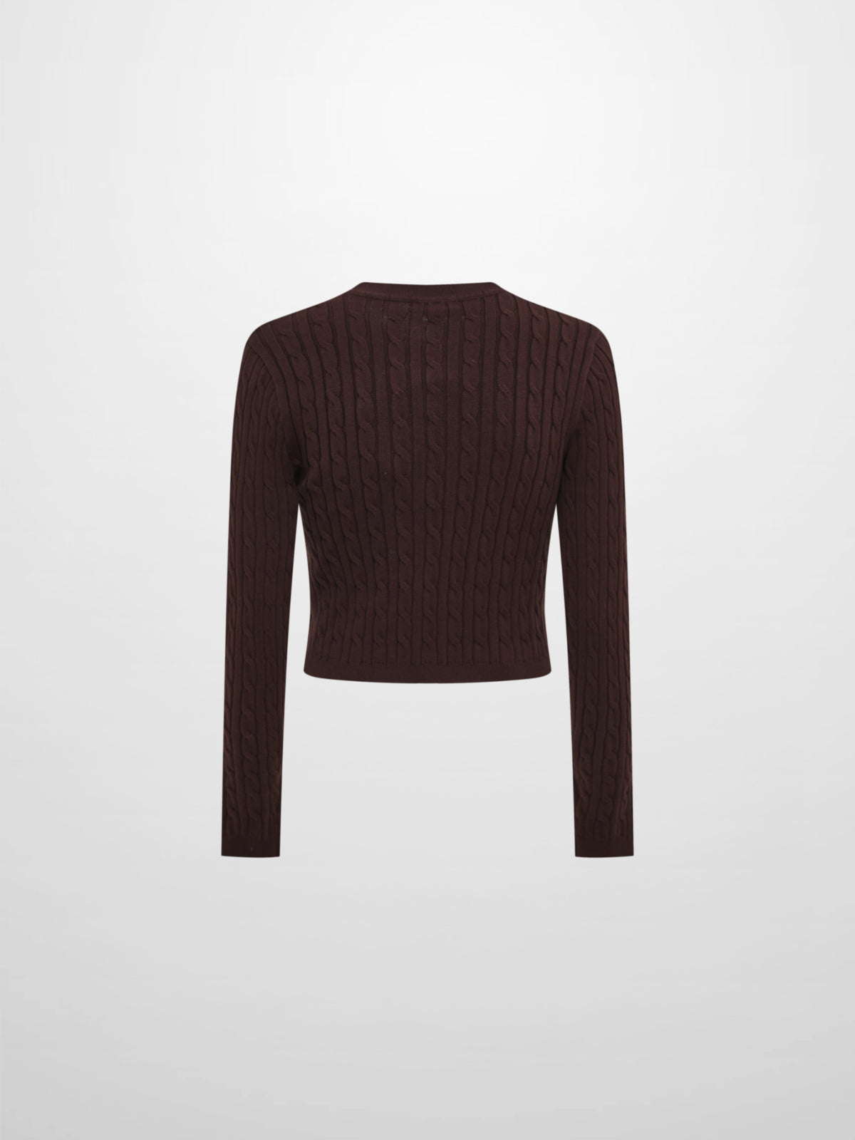 Gold Button Cable Cardigan - Brown