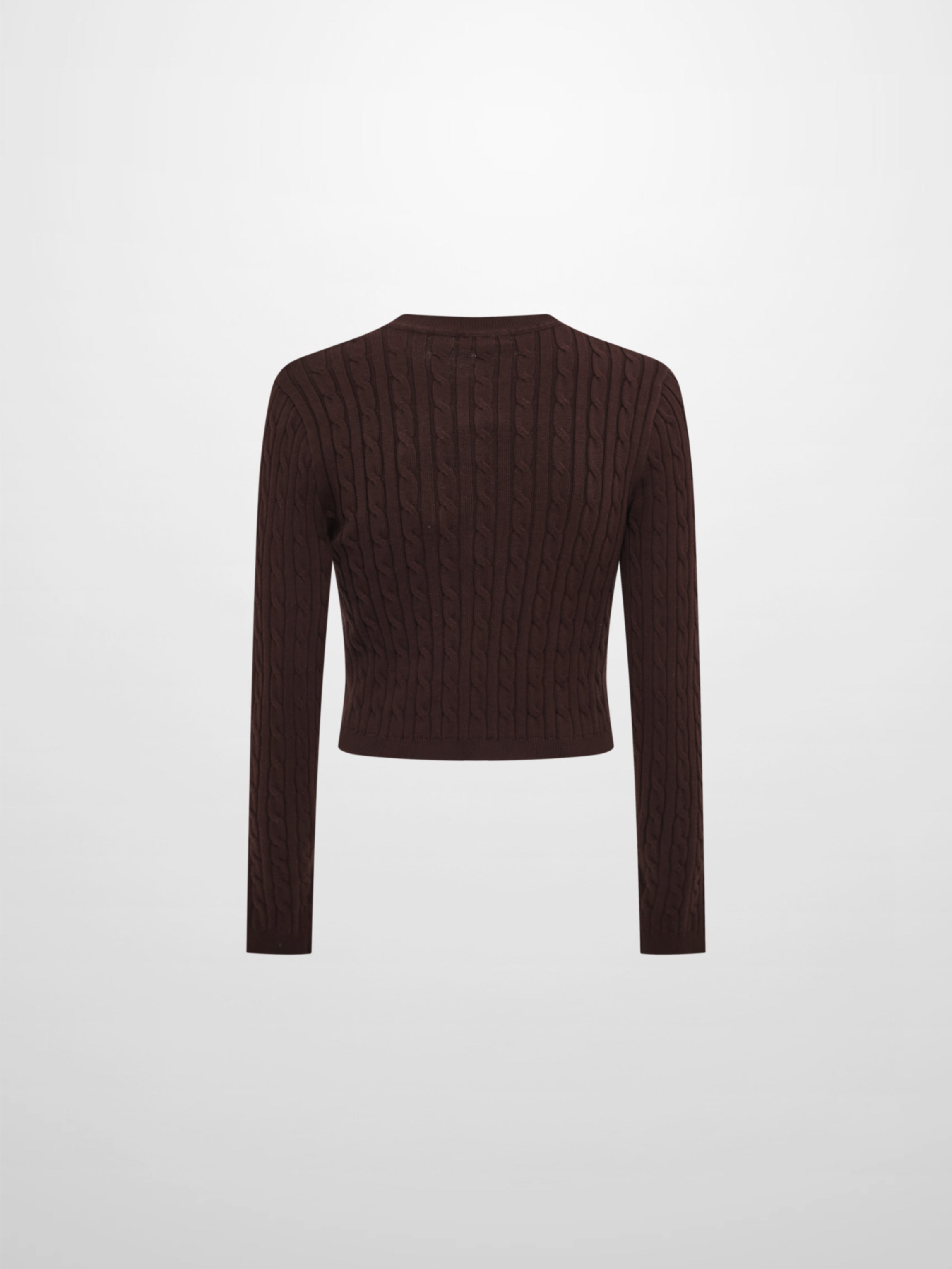 Gold Button Cable Cardigan - Brown