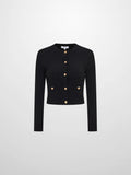Gold Button Cable Cardigan - Black