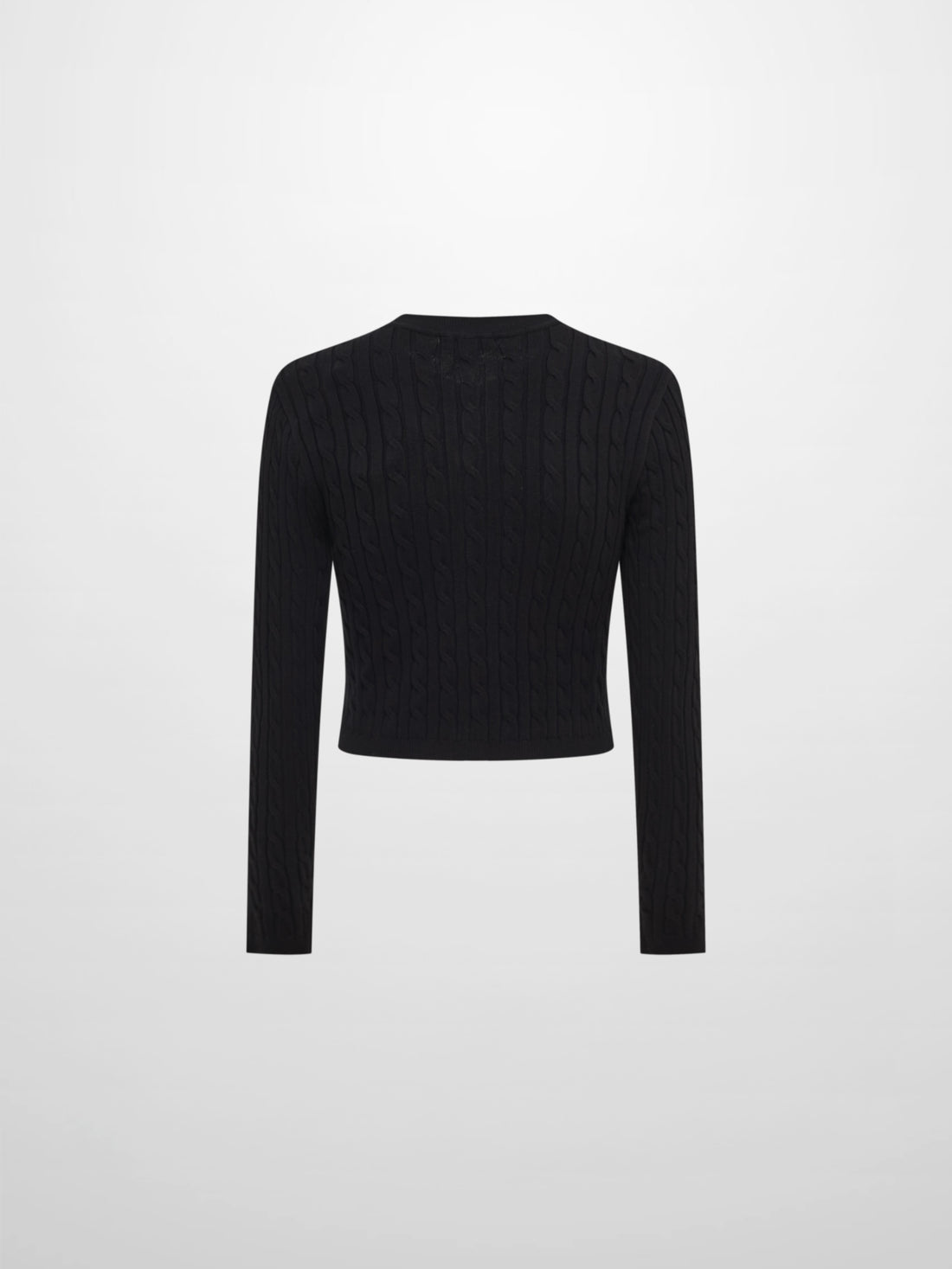 Gold Button Cable Cardigan - Black