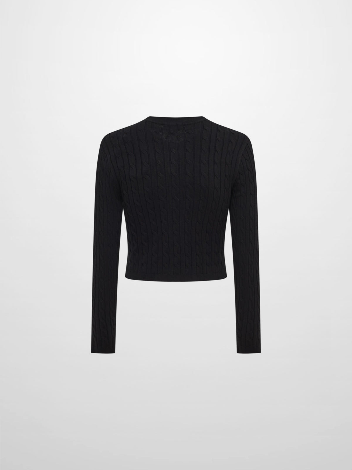 Gold Button Cable Cardigan - Black