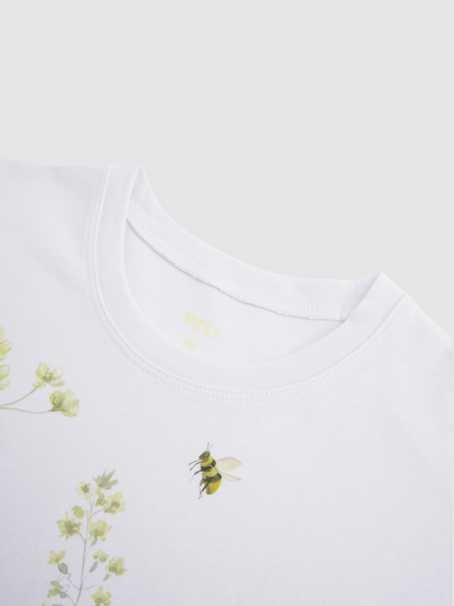 Oversized Printed Tee-Scattered Flowers