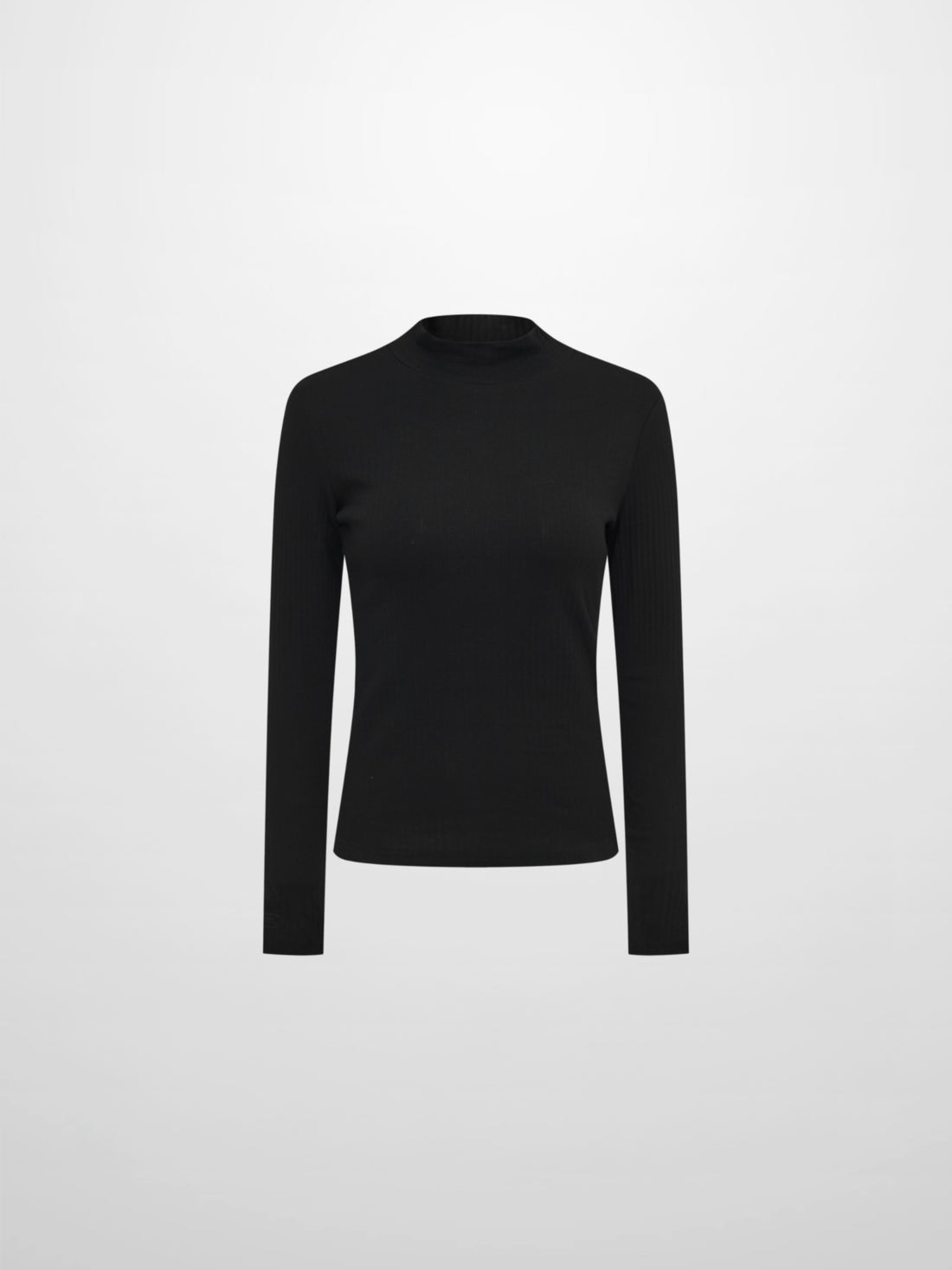 Ribbed Mock Neck Turtleneck - Black
