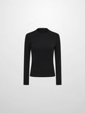 Ribbed Mock Neck Turtleneck - Black