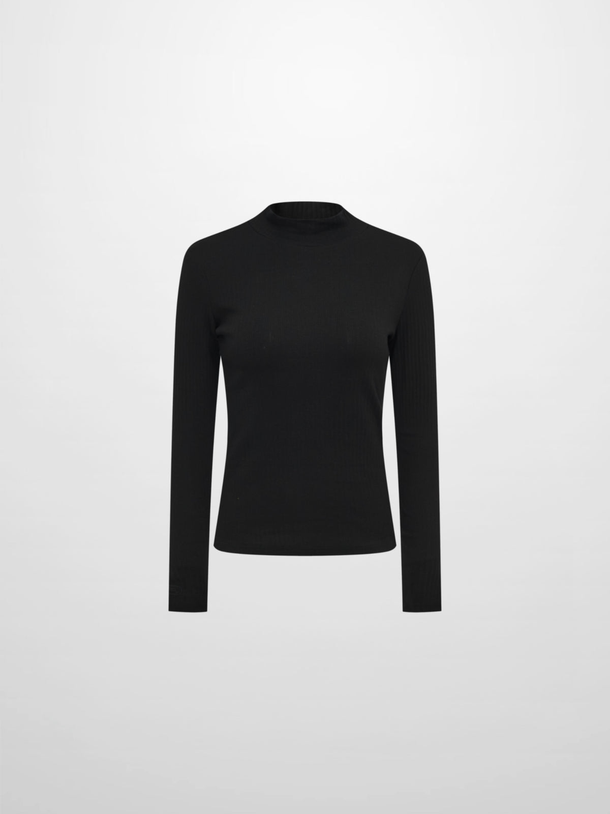 Ribbed Mock Neck Turtleneck - Black
