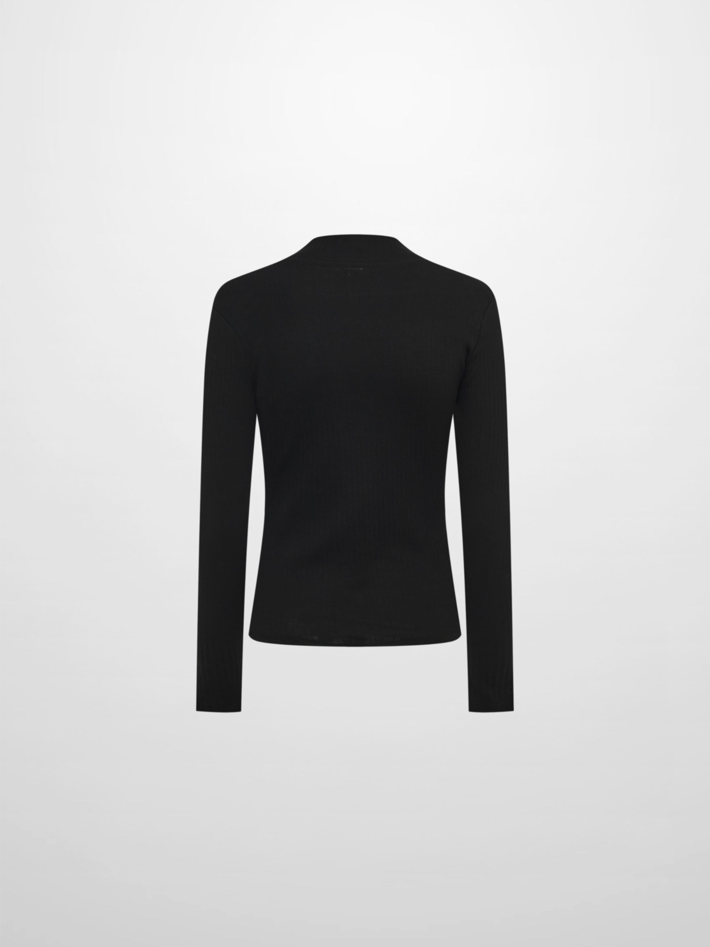 Ribbed Mock Neck Turtleneck - Black