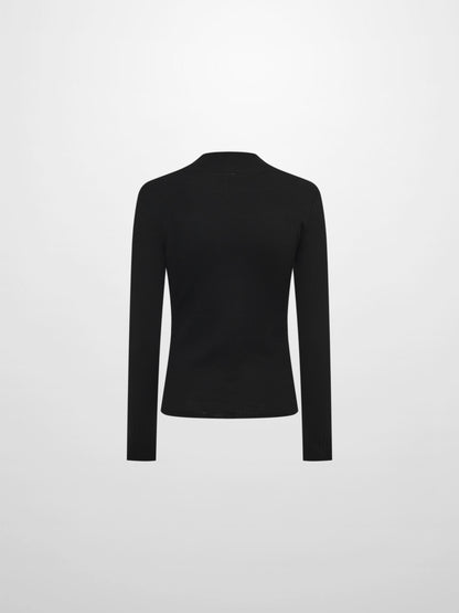 Ribbed Mock Neck Turtleneck - Black