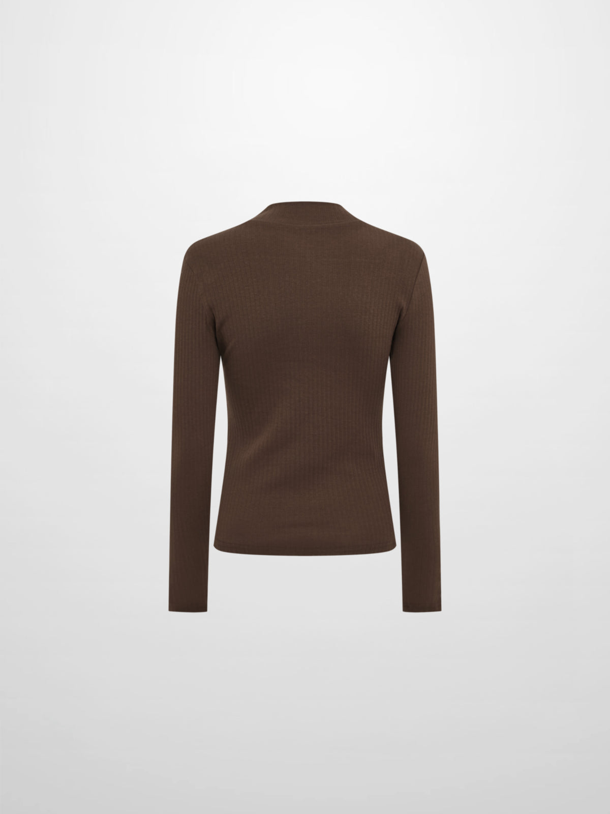 Ribbed Mock Neck Turtleneck - Chocolate Brown