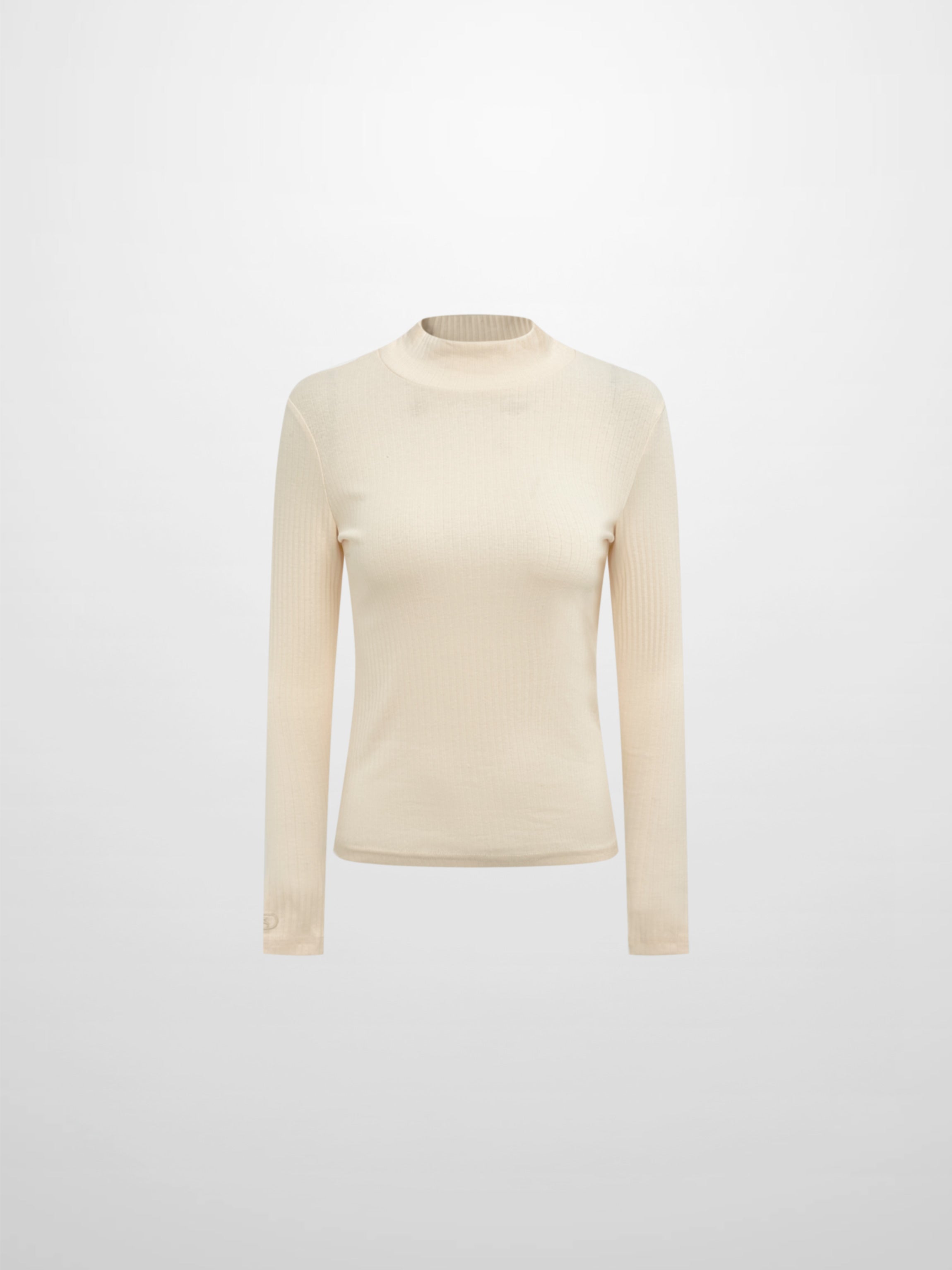 Ribbed Mock Neck Turtleneck - Cream