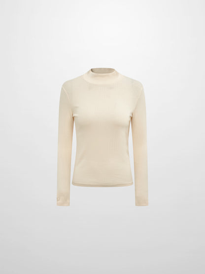 Ribbed Mock Neck Turtleneck - Cream