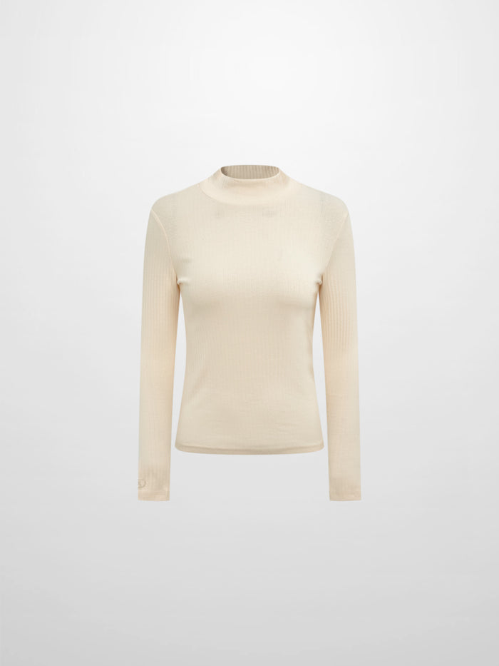 Ribbed Mock Neck Turtleneck - Cream