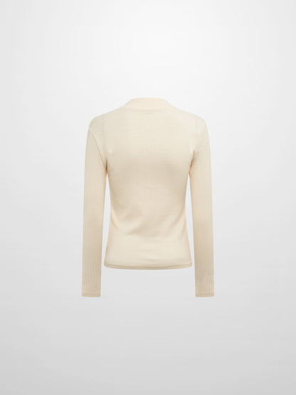 Ribbed Mock Neck Turtleneck - Cream