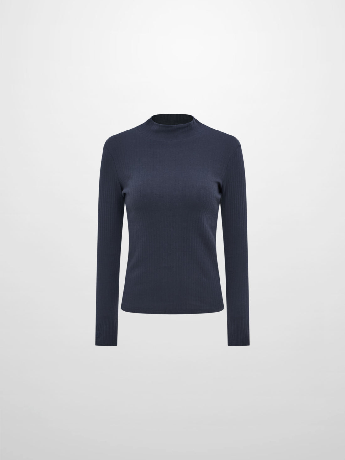 Ribbed Mock Neck Turtleneck - Navy