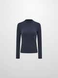 Ribbed Mock Neck Turtleneck - Navy