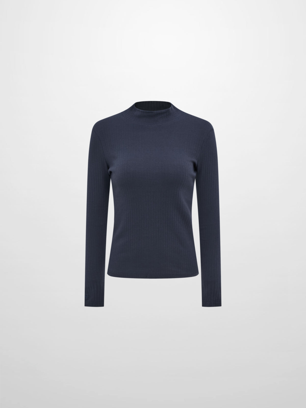 Ribbed Mock Neck Turtleneck - Navy