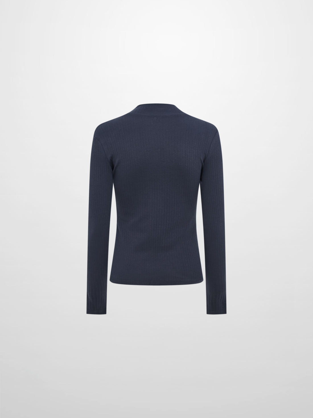 Ribbed Mock Neck Turtleneck - Navy