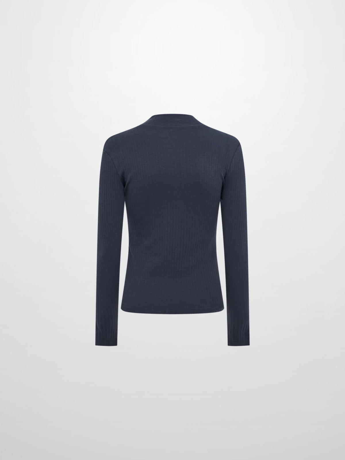 Ribbed Mock Neck Turtleneck - Navy