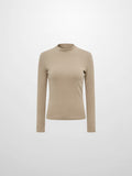 Ribbed Mock Neck Turtleneck - Warm Taupe