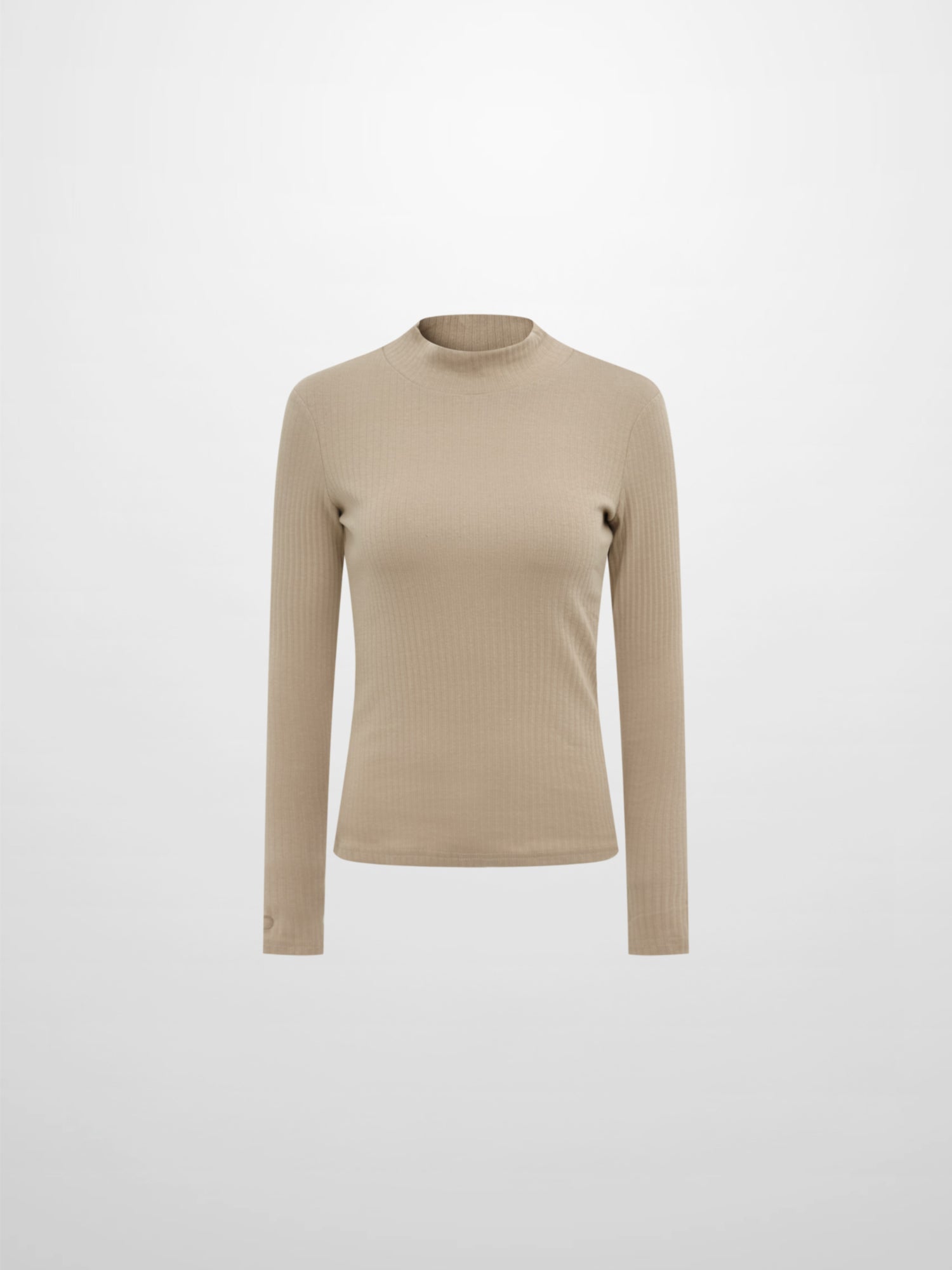 Ribbed Mock Neck Turtleneck - Warm Taupe