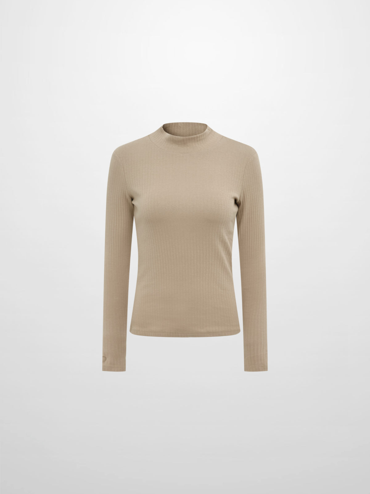 Ribbed Mock Neck Turtleneck - Warm Taupe
