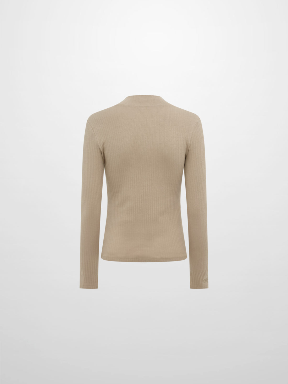 Ribbed Mock Neck Turtleneck - Warm Taupe