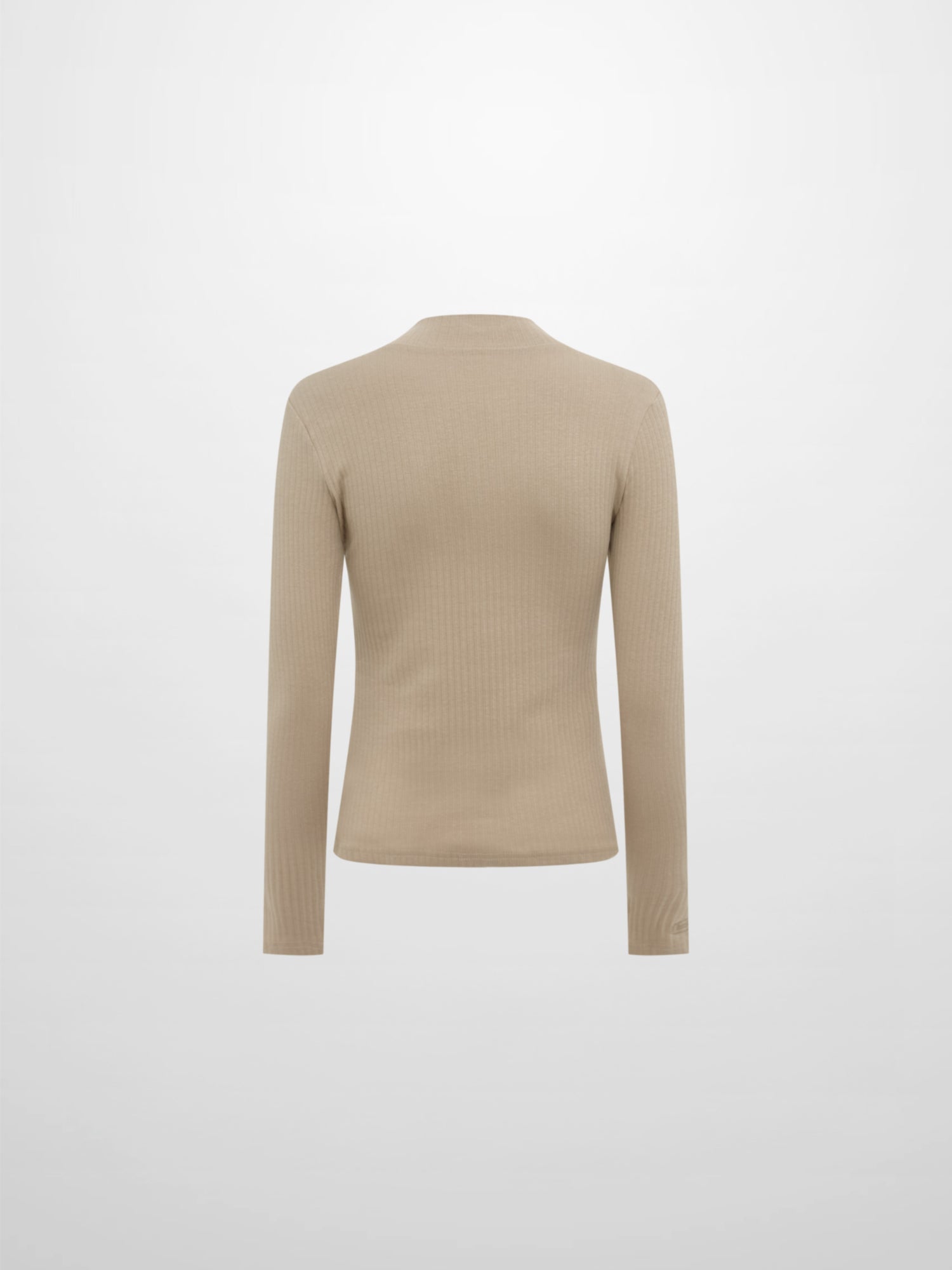 Ribbed Mock Neck Turtleneck - Warm Taupe