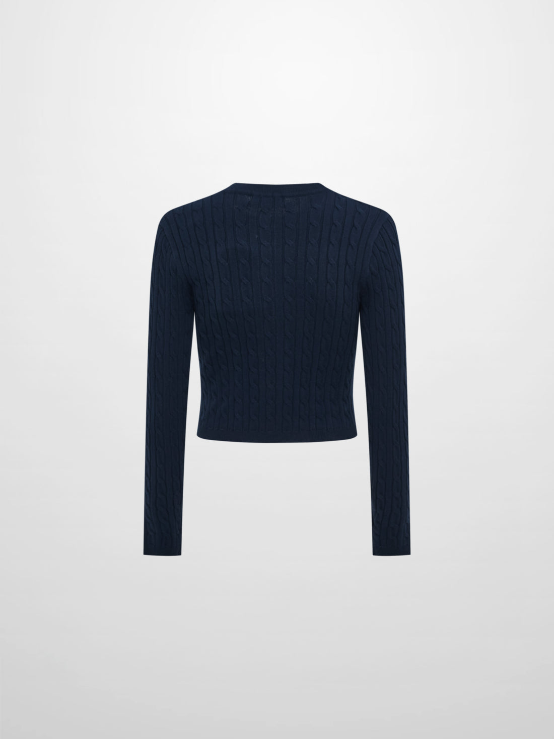 Gold Button Cable Cardigan - Navy