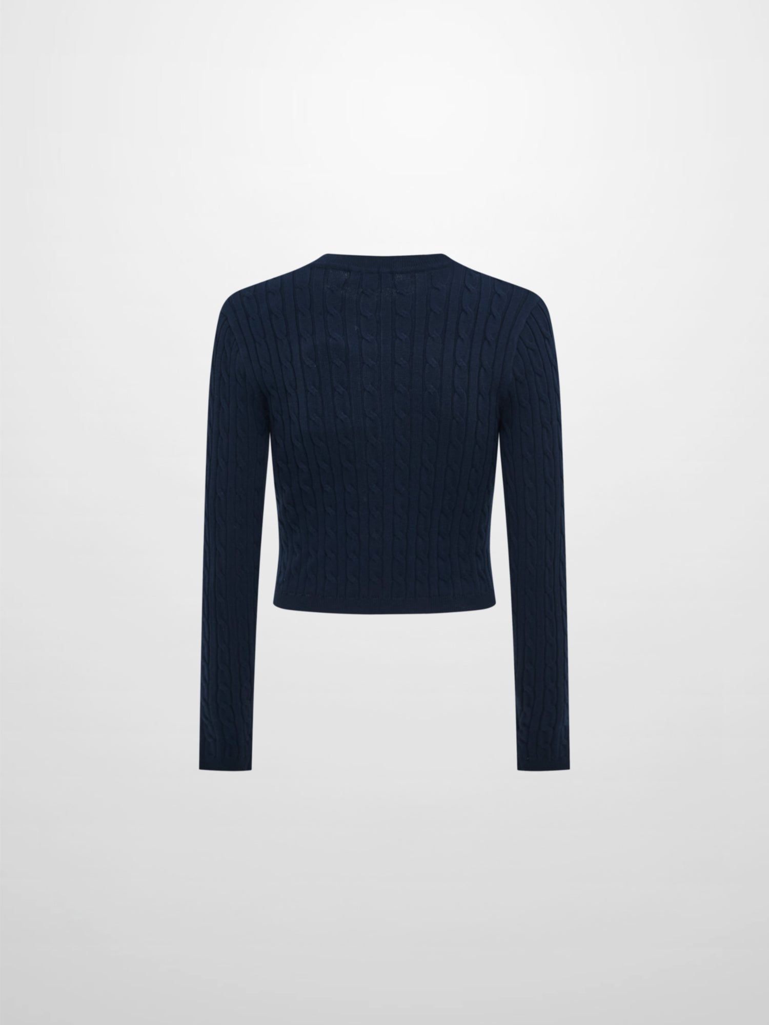 Gold Button Cable Cardigan - Navy