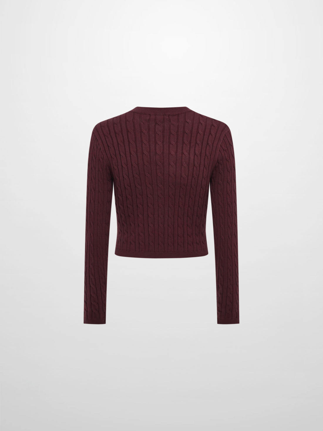 Gold Button Cable Cardigan - Burgundy