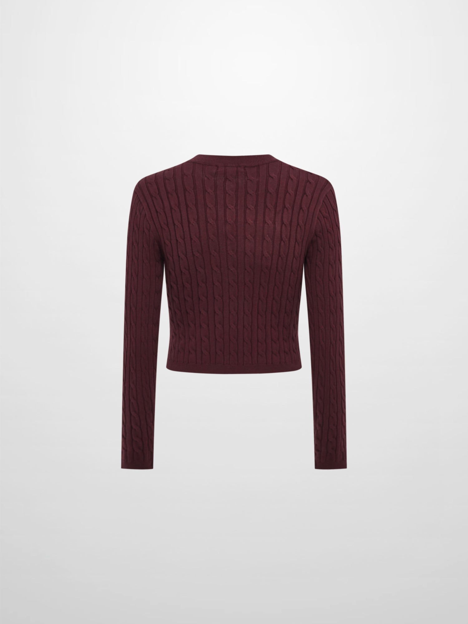 Gold Button Cable Cardigan - Burgundy