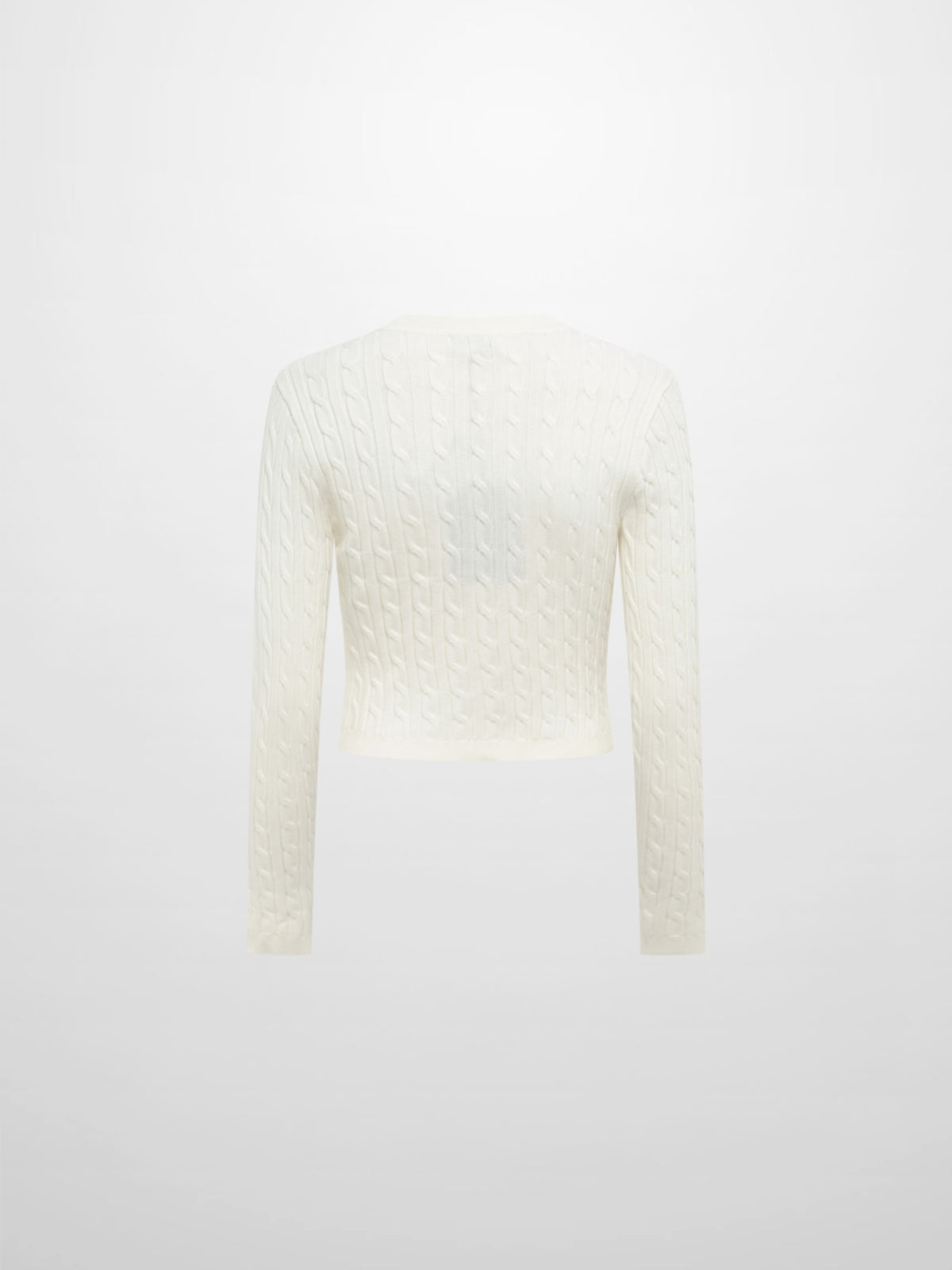Gold Button Cable Cardigan - Cream