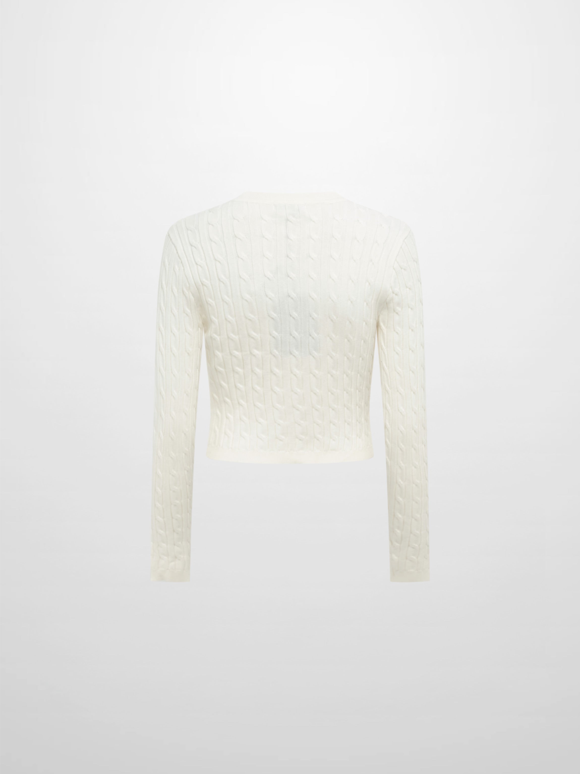 Gold Button Cable Cardigan - Cream