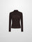 PRINTEDSTRETCH TEXTURED TURTLE NECK BROWN MINI ROSE