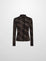 PRINTEDSTRETCH TEXTURED TURTLE NECK GREY AND BLACK PLAID