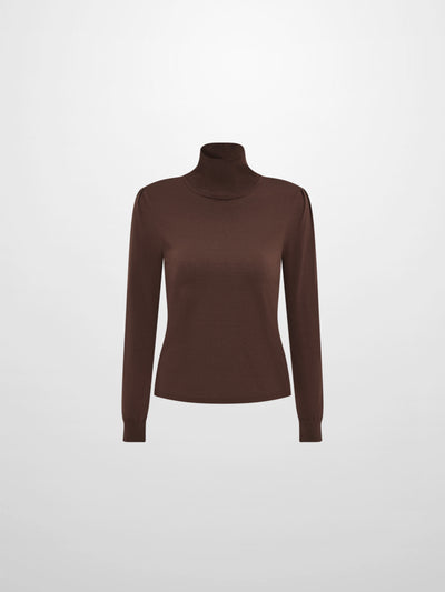 Shoulder Detail Turtleneck - Brown
