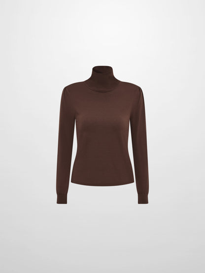 Shoulder Detail Turtleneck - Brown