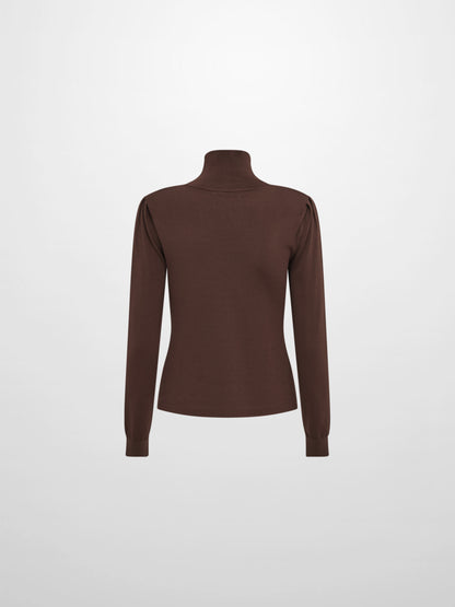 Shoulder Detail Turtleneck - Brown