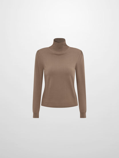 Shoulder Detail Turtleneck - Warm Taupe